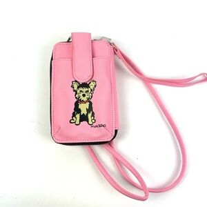 Marc Tetro Crossbody Wallet Pink Yorkshire Terrier Handbag Wristlet New